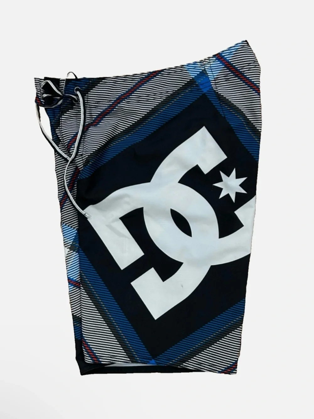 DC Shoes Boys Black, Blue & White Plaid Board Shorts Y2K Rare